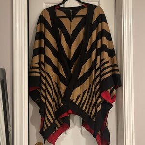 Tan and black shawl/poncho sweater size women’s medium